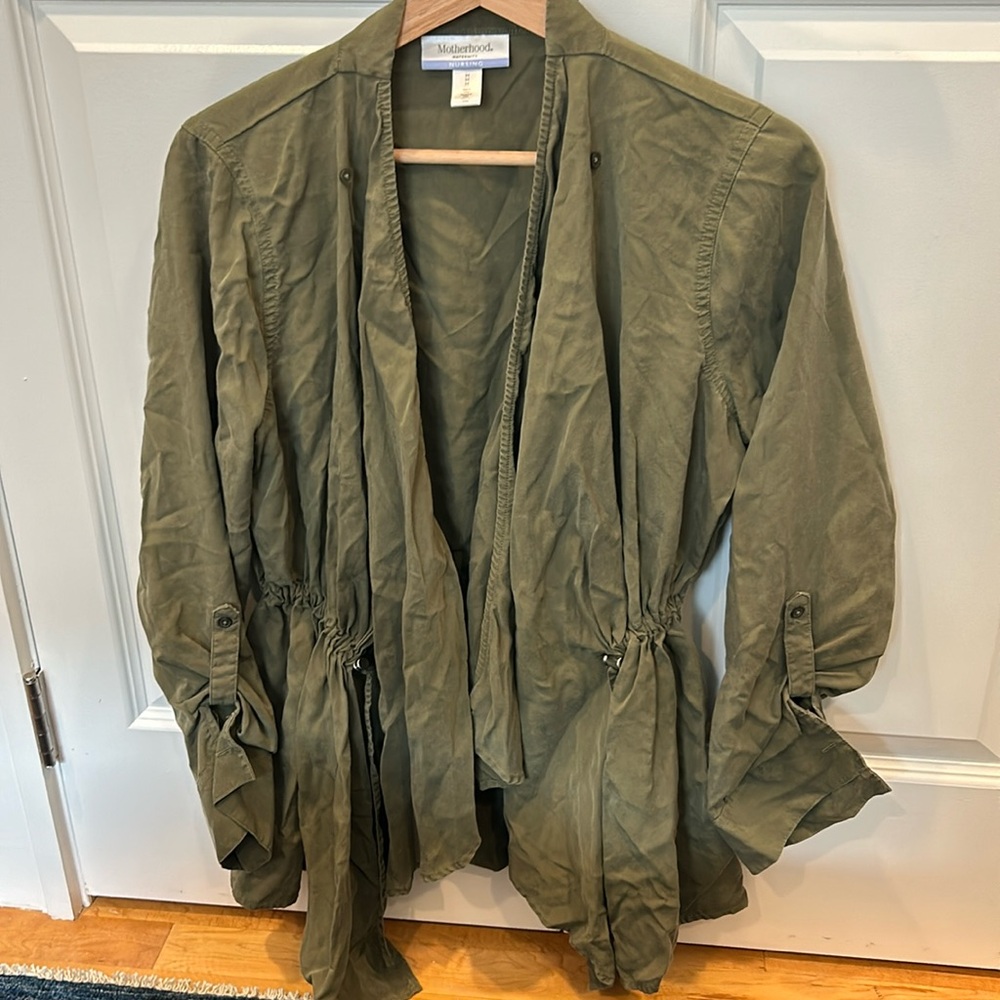 Motherhood Maternity Nursing Medium Army Green Jacket/Top with adjustable waist